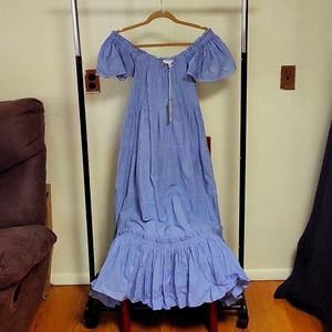 THE GREAT. The Nightingale Dress, blue, off shoulder neckline, Size 1,  NWT